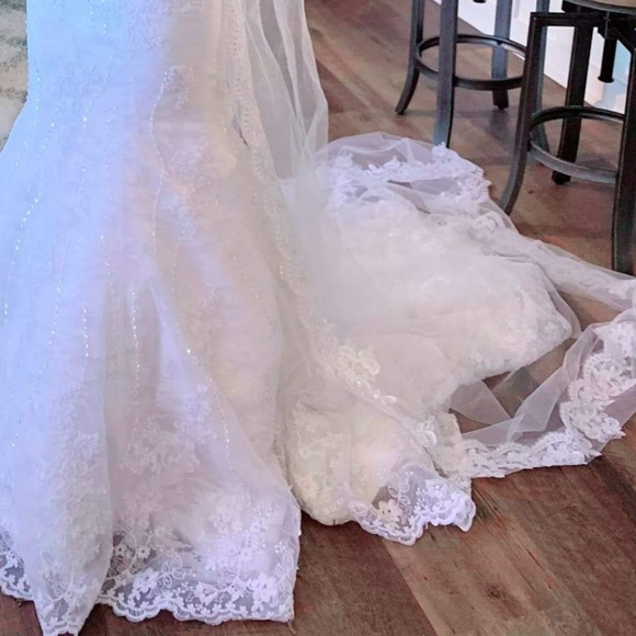 White crystal detailing bridal wedding dress